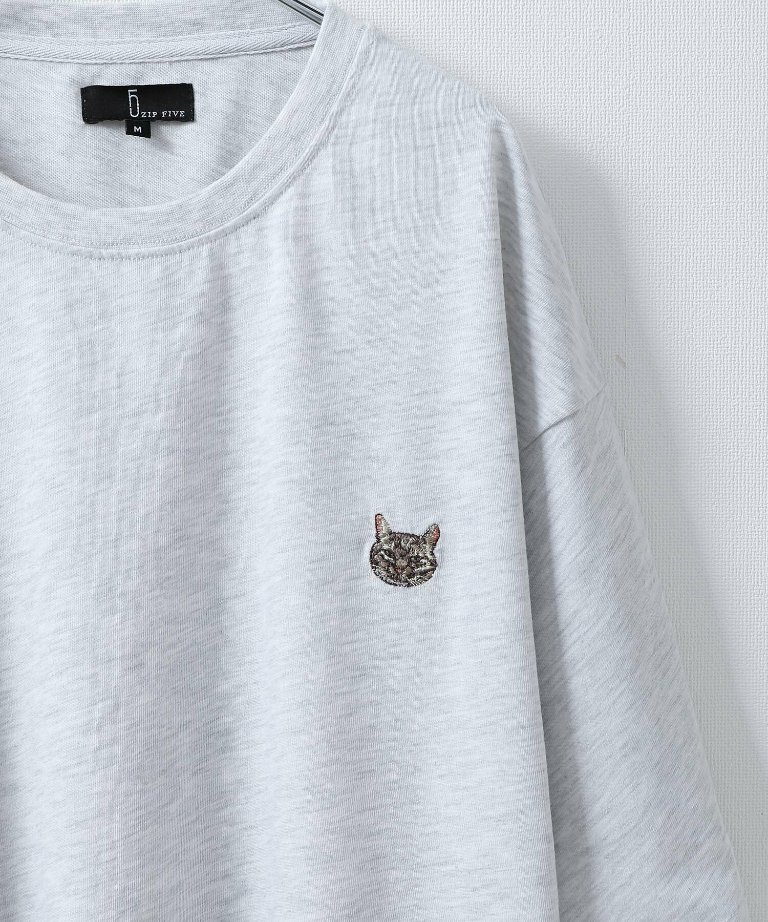 動物ワンポイント刺繍半袖Tシャツ
